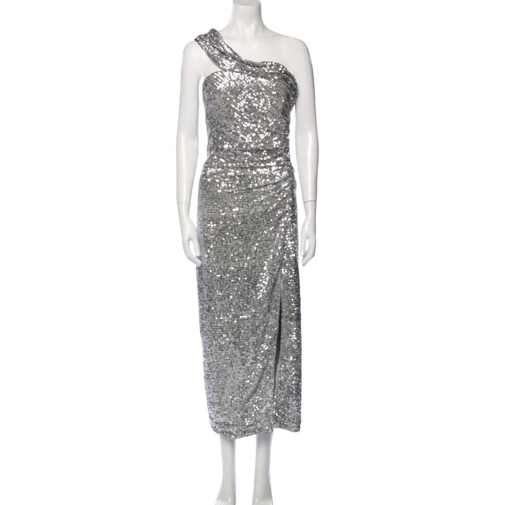 Jonathan Simkhai One-Shoulder Dress Worn Once, Dry Cleaned Size 6 Silver Sequin